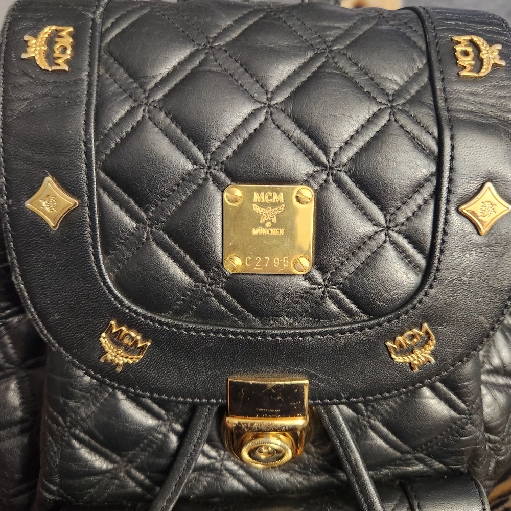 Authentic MCM Quilt Black Leather Backpack - Picture 2 of 14